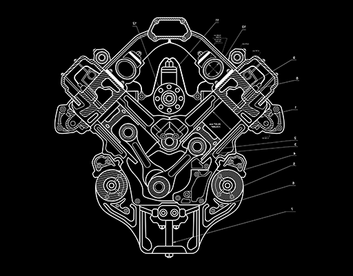 卡通发动机图案线条图案男装印花素材手绘卡通图案