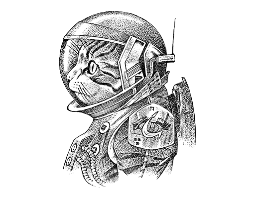 卡通猫头像手绘猫宇航员猫头像马赛克猫男装印花素材