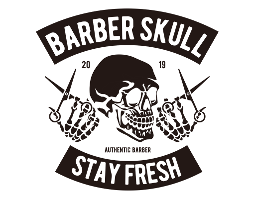 卡通骷髅头图案卡通剪刀图案剪头理发图案男装印花素材