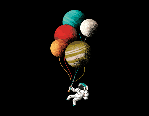 卡通宇航员图案彩色星球图案男装印花素材卡通人物图案