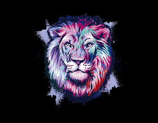 卡通狮子头像彩色狮子头水彩狮子头像男装印花素材