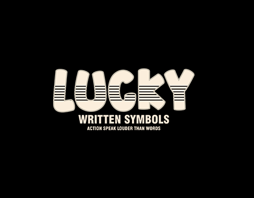卡通英文字母图案手写英文字母LUCKY文字印花图案