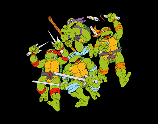 忍者神龟图案动画片图案卡通人物乌龟图案男装印花素材