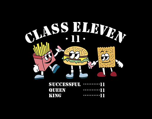 卡通食物图案汉堡包图案班服福安薯条图案男装印花素材