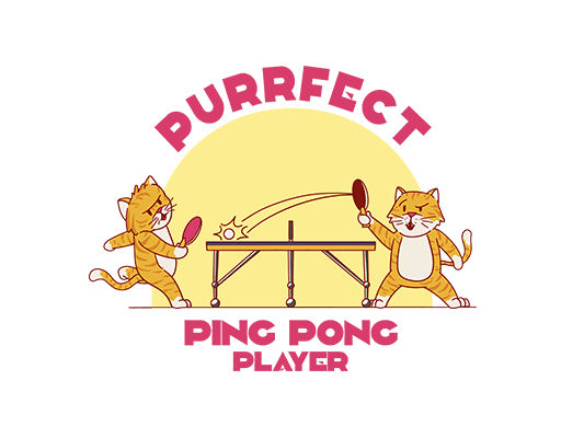 打乒乓球的猫卡通动物图案手绘卡通动物可爱猫男装印花素材