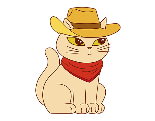 卡通猫咪图案彩色猫咪牛仔猫图案男装印花素材卡通动物图案