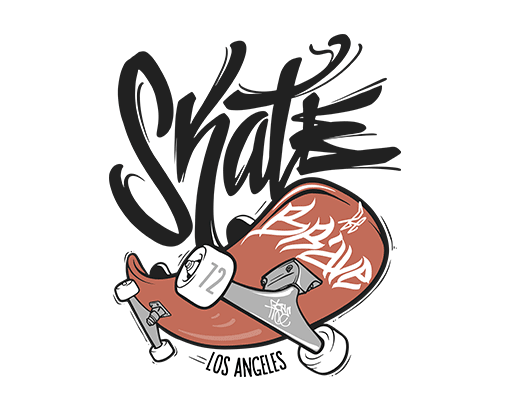 滑板图案手写英文字母图案男装印花素材涂鸦英文字母图案飘逸英文字母SKATE