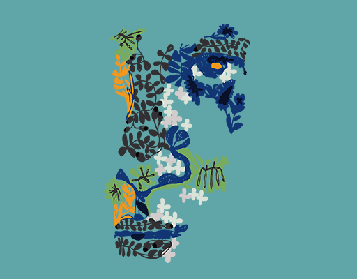 卡通植物图案手绘植物卡通树叶图案男装印花素材人物脸图案