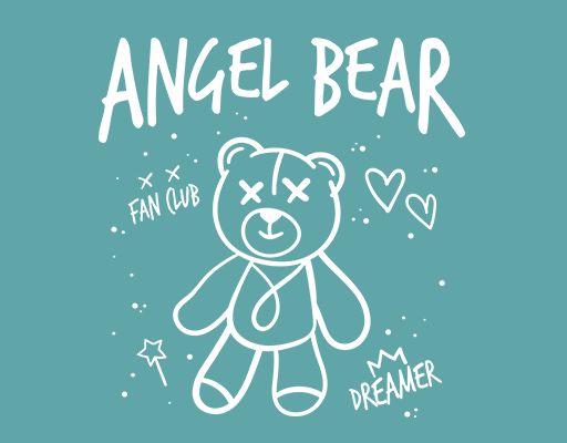 手写英文字母图案卡通英文字母男装文字印花素材手绘熊