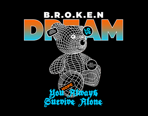 卡通小熊图案3D小熊可爱卡通动物彩色英文字母男装印花素材