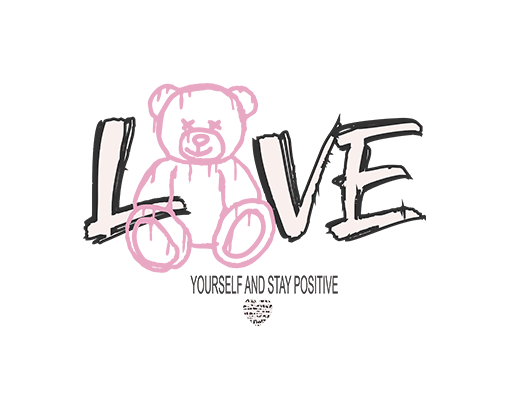 卡通英文字母图案LOVE英文字母卡通小熊图案男装印花素材