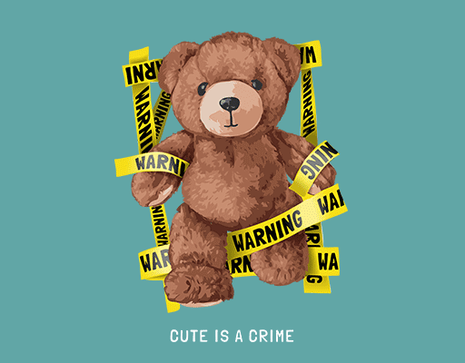 卡通小熊图案手绘棕色小熊毛绒玩具图案男装