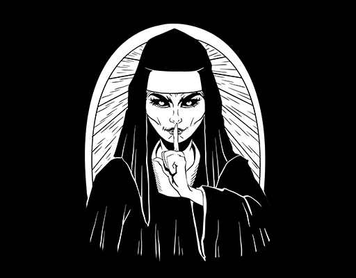 卡通人物头像手绘修女头像男装印花素材欧美人物图案修女头像