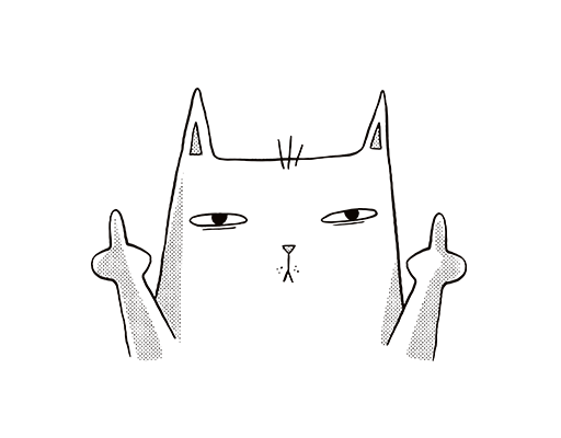 卡通猫咪头像手绘猫可爱卡通动物线条猫印花素材男装印花素材手势猫头像