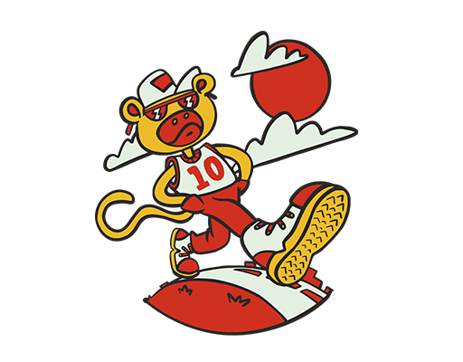 卡通动物图案手绘猴子男装印花素材云朵图案卡通太阳图案