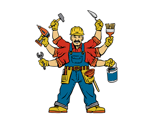 卡通男人图案油漆工人图案男装印花素材千手图案T恤卫衣印花素材