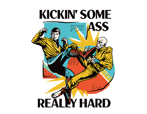 卡通人物图案打斗人物图案手绘男人格斗图案男装印花素材