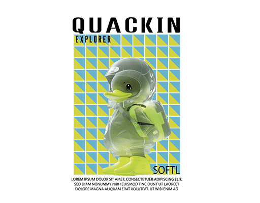 卡通鸭子图案立体鸭子宇航员鸭子ai绘画图案男装印花素材