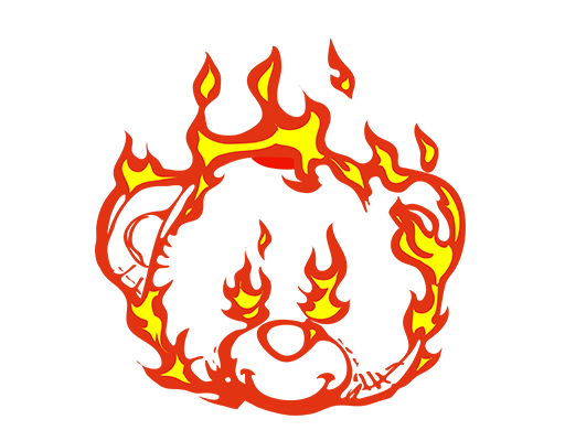 卡通小熊头像火焰熊头男装印花素材涂鸦熊头印花素材