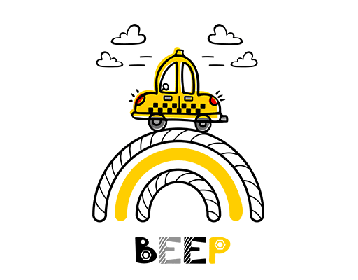 卡通小汽车图案吉普车图案卡通彩虹儿童印花素材小轿车