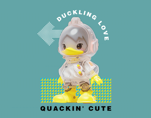 3D小鸭子ai绘画鸭子男装卡通动物男装印花素材立体鸭子