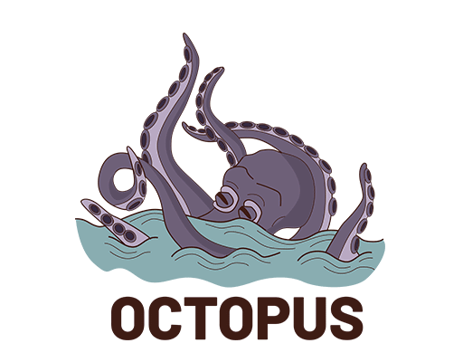 卡通章鱼图案手绘卡通动物图案男装印花素材海洋生物图案