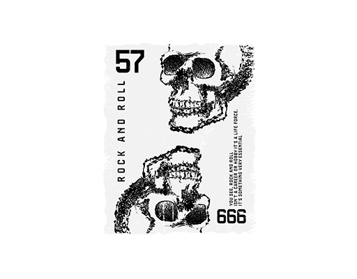 卡通骷颅头图案手绘骷颅头卡通数字字母图案男装印花素材卫衣印花素材