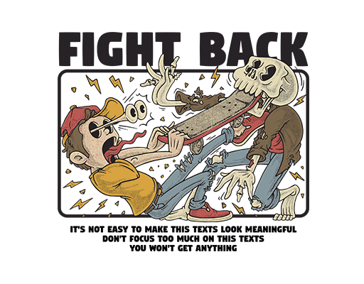 卡通骷颅头图案手绘卡通人物骷颅头卡通男孩滑板图案男装印花素材