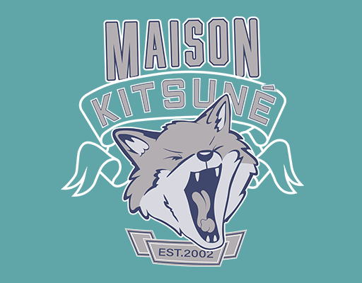 卡通动物图案卡通狼头男装动物印花素材变形英文字母图案飘带