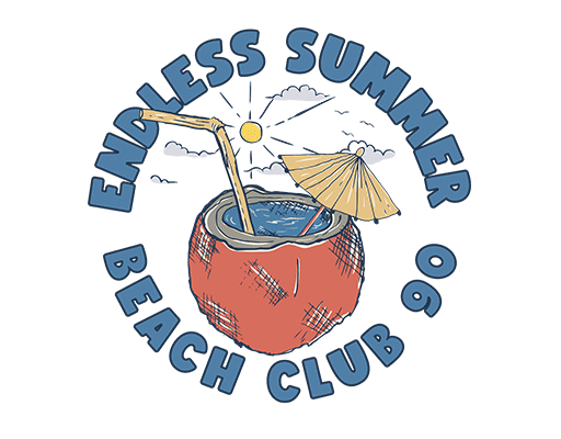 卡通椰子图案手绘水果图案夏季印花素材手写英文字母椰汁图案