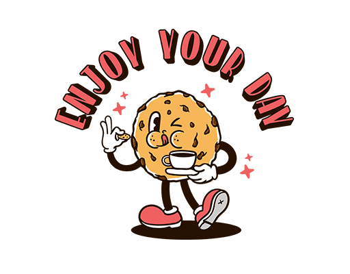 卡通饼干图案手绘饼干立体英文字母图案喝茶的卡通图案男装印花素材