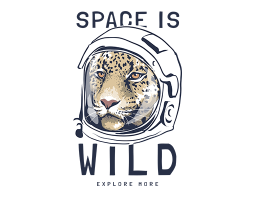 卡通老虎头像宇航员老虎戴头盔的老虎男装印花素材卡通英文字母