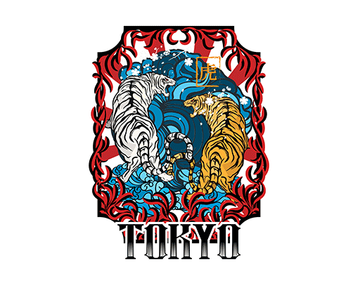 卡通老虎图案手绘老虎卡通动物图案老虎剪影图案两只老虎男装印花素材