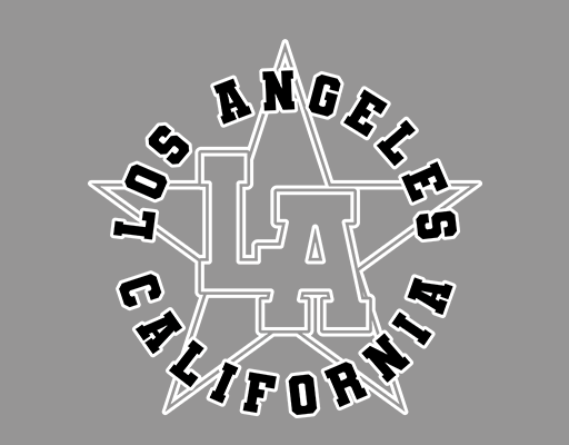 卡通英文字母图案五角星图案圆形图案LA英文字母男装文字印花素材