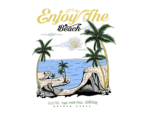 卡通植物图案椰子树图案海滩软手写英文字母男装印花图案海洋印花图案