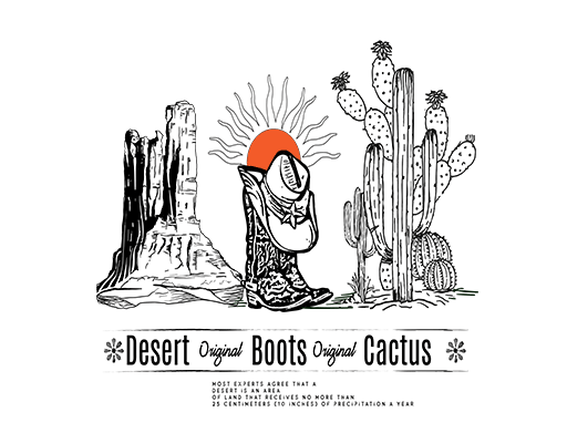 卡通椰子树图案卡通帽子手写英文字母男装沙漠风景印花图案手绘仙人掌牛仔帽牛仔靴子印花