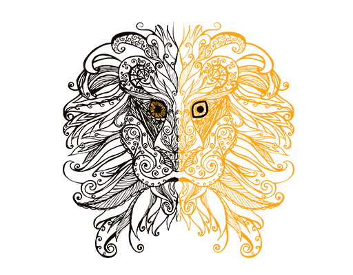 卡通狮子头像手绘狮子线条狮子头像线条抽象狮子头男装印花素材动物头像