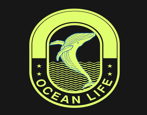 卡通鲸鱼图案男装印花图案手绘鲸鱼卡通英文字母徽章图案海洋生物