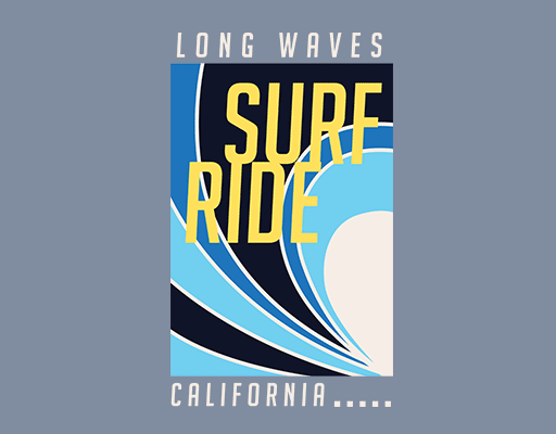 卡通英文字母色块图案男装文字印花素材简笔浪花SURF RIDE英文字母