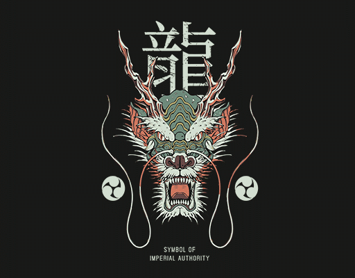 卡通动物头像卡通龙头手绘龙头像男装印花素材中国图腾印花素材男装卫衣印花素材