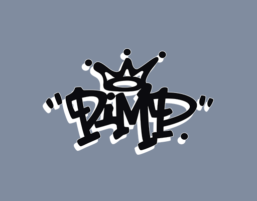 卡通英文字母图案卡通皇冠图案立体英文字母PIMP英文字母品牌印花图案男装印花素材