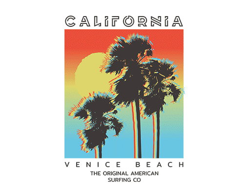 卡通椰子树图案卡通英文字母图案彩色椰子树男装印花素材男装夏季印花图案