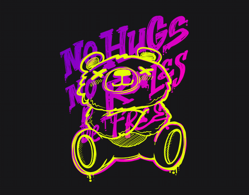 卡通小熊图案手绘小熊彩色英文字母首先英文字母涂鸦小熊图案涂鸦英文字母男装印花素材