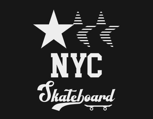 卡通五角星破碎五角星手写英文字母滑板图案男装印花图案NYC英文字母