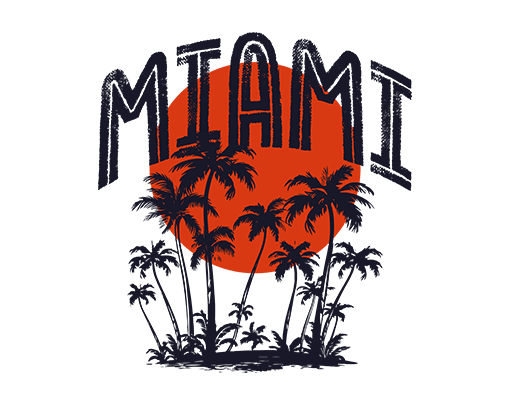 卡通椰子树图案破碎英文字母图案卡通太阳图案男装印花素材手绘椰子树剪影图案