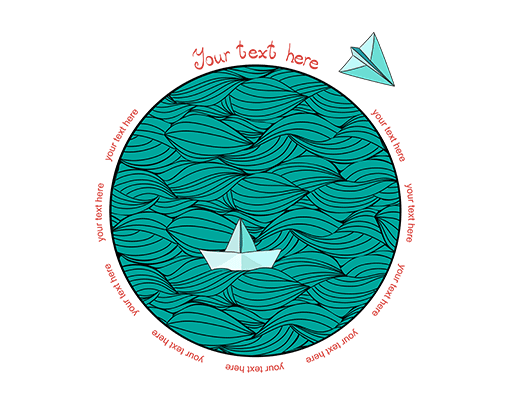 卡通小船图案卡通英文字母手写英文字母男装印花素材圆形图案抽象船抽象印花素材