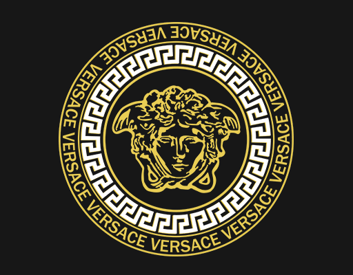 范思哲印花素材卡通人物头像金色印花图案圆形图案VERSACE印花图案品牌印花素材