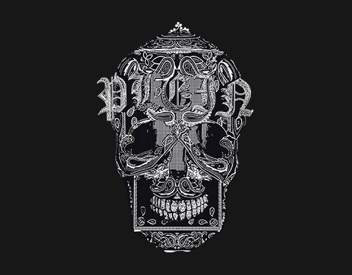 卡通骷髅头圆欧美印花图案品牌印花素材复古英文字母图案男装印花图案