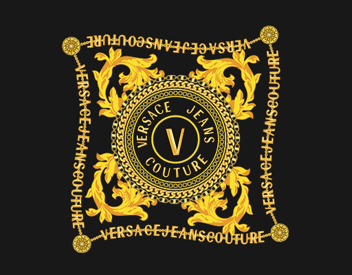 卡通英文字母金色英文字母范思哲印花图案VERSACE JEANS印花图案金色链子图案复古花纹