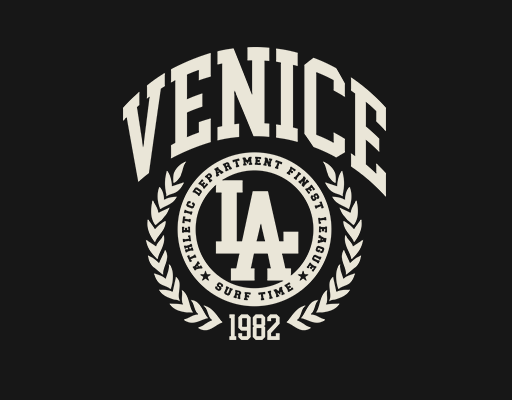 LA英文字母图案麦穗图案卡通英文字母男装文字印花素材卡通英文字母VENICE